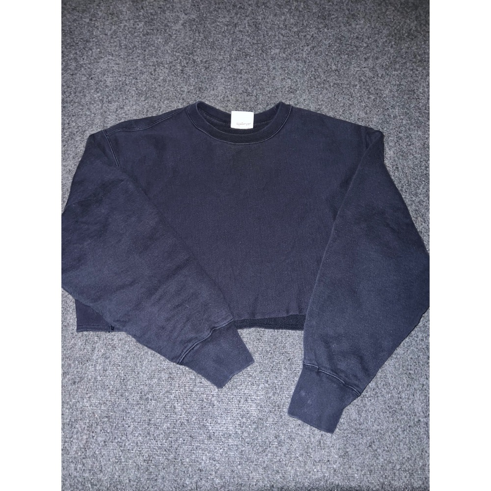 Champion Reverse Weave Cropped Sweatshirt Navy Blue XL WL827